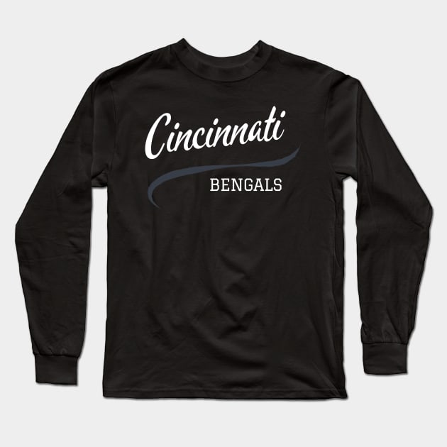 Cincinnati Bengals Retro Football Long Sleeve T-Shirt by CityTeeDesigns